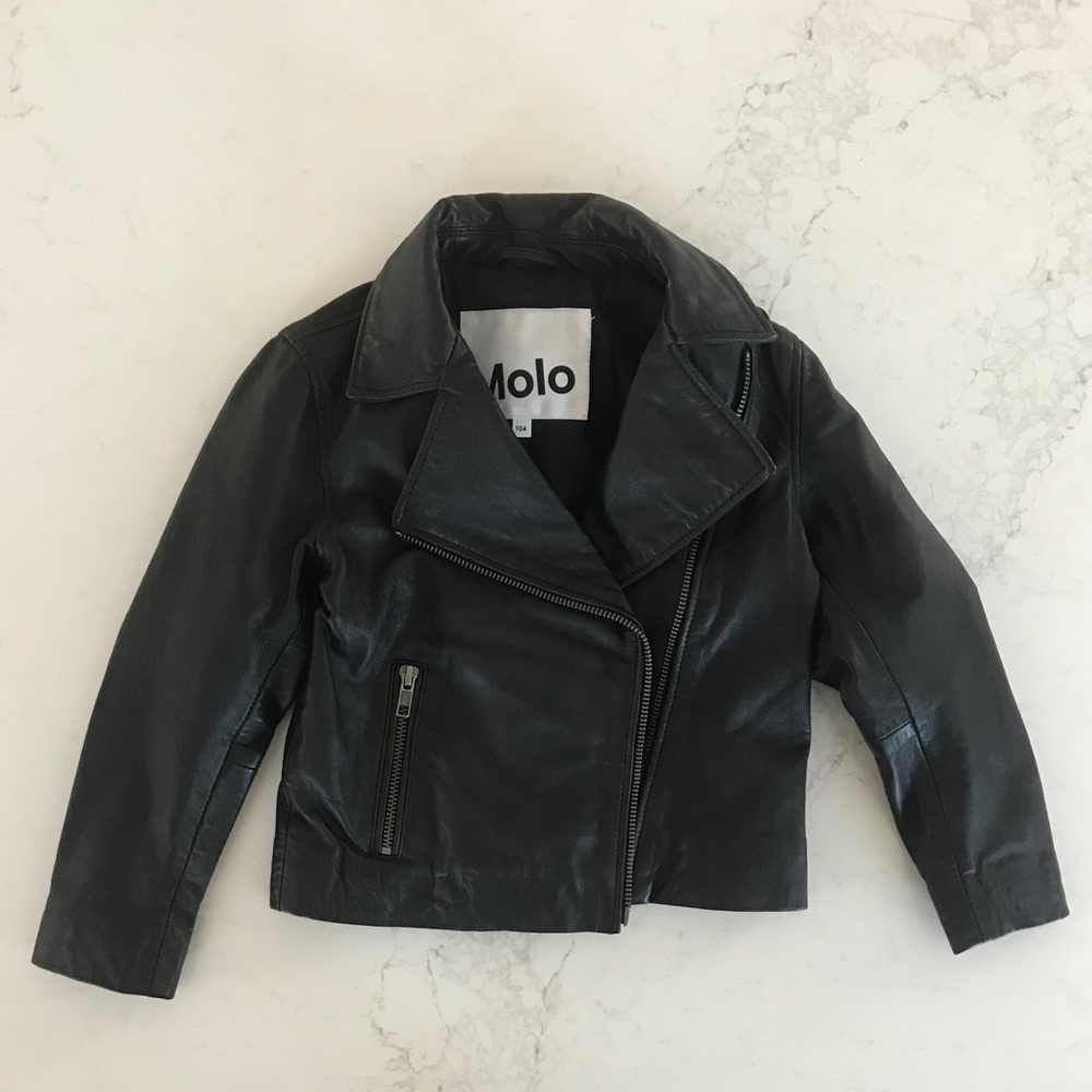 Molo Leather Moto Jacket for Girls